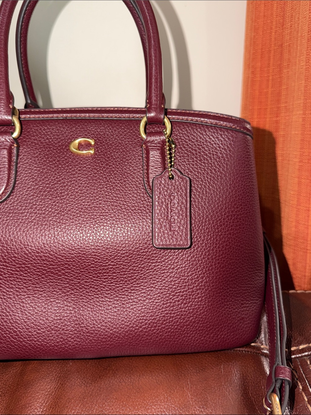 ‼️Coach Legacy Carryall 28 Merlot Leather Satchel Crossbody Bag - Picture 2 of 12